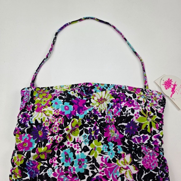 Floral Swim Dress One Piece Skirted Ruched Tropical Resort Swimsuit Womens M NWT - Picture 8 of 11